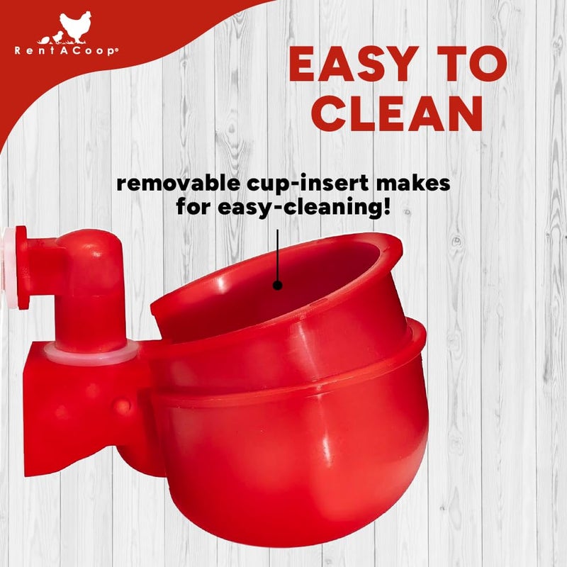 RentACoop شارب أوتوماتيكي RentACoop سعة 32 أونصة (1 لتر) - خزان مياه خالي من BPA مع كوب تعبئة تلقائي - مناسب للصيصان، السمان، الحمام، والحمام الزاجل، وغيرها من الطيور الصغيرة - Image 4